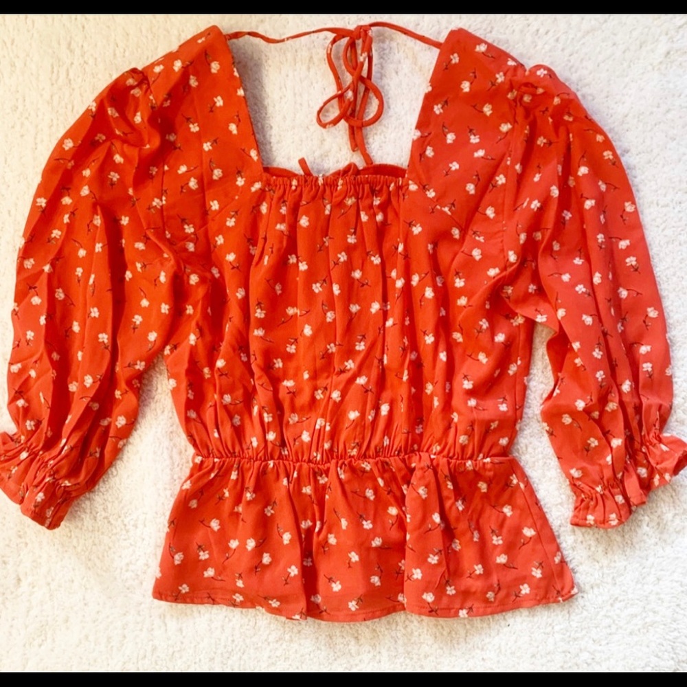 Francesca’s Coral Peplum Blouse - Picture 8 of 8